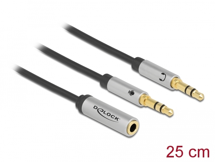 Delock Products 66740 Delock Headset Adapter 1 x 3.5 mm 4 pin Stereo jack  female to 2 x 3.5 mm 3 pin Stereo jack male (CTIA)