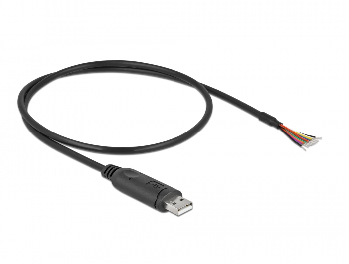 Delock Produkte 90415 Delock Adapterkabel USB 2.0 Typ-A zu seriell RS-232  mit 9 offenen Kabelenden + Schirmung 0,5 m