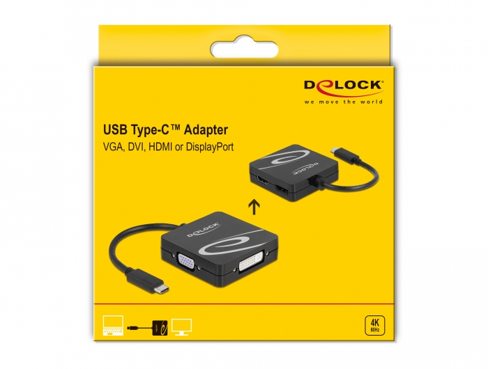 DVI or DisplayPort Monitor DeLOCK USB Type-C Adapter for VGA HDMI