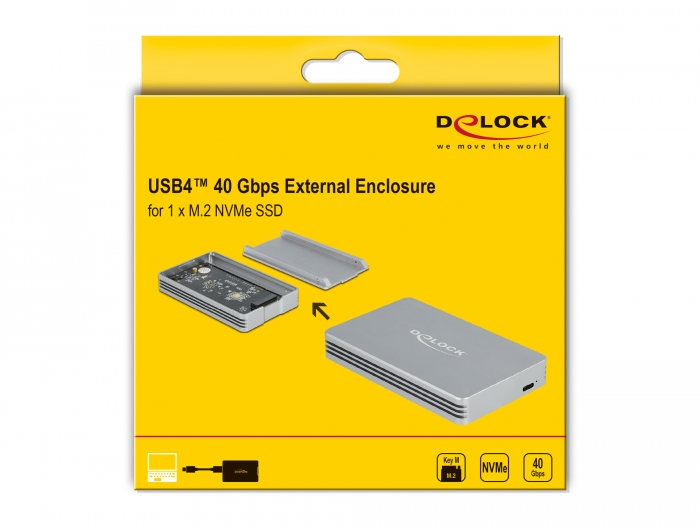 Delock Produits 42600 Delock Boitier externe pour M.2 NVMe PCIe SSD avec  SuperSpeed USB 10 Gbps (USB 3.2 Gen 2) USB Type-C™ femelle