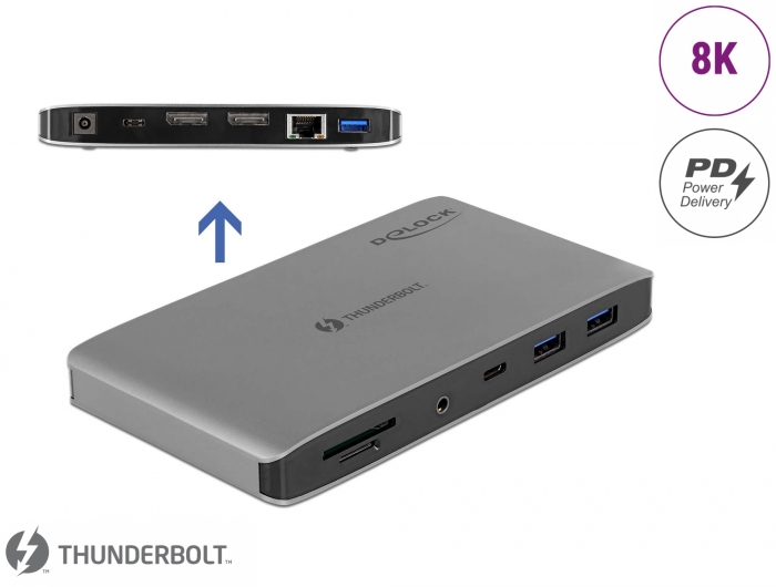 Delock Produkte 87777 Delock Thunderbolt™ 3 Dockingstation 8K - Dual  DisplayPort / USB / LAN / SD / Audio / PD 3.0