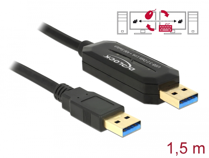 Delock 83647 Delock USB 5 Gbps Data Cable KM Switch Type-A to Type-A 1.5 m