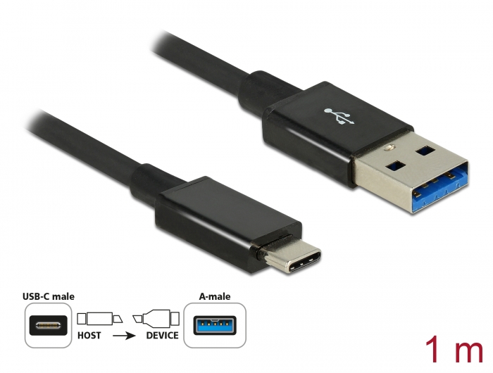 Delock Produkte 87826 Delock SuperSpeed USB 10 Gbps (USB 3.2 Gen 2) Kabel  USB Type-C™ Stecker zu USB Typ-A Buchse 1 m zum Einbau schwarz
