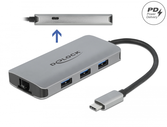 Delock Products 62899 Delock External USB 3.2 Gen 1 Hub USB Type-A > 3 x USB  Type-A + 2 Slot SD Card Reader