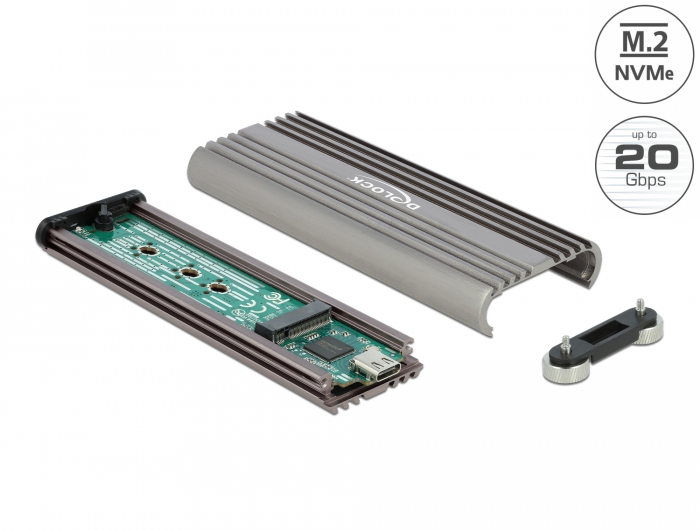 Delock Produits 42001 Delock Boitier externe pour M.2 NVMe PCIe SSD avec  SuperSpeed USB 20 Gbps (USB 3.2 Gen 2x2) USB Type-C™ femelle - sans outil
