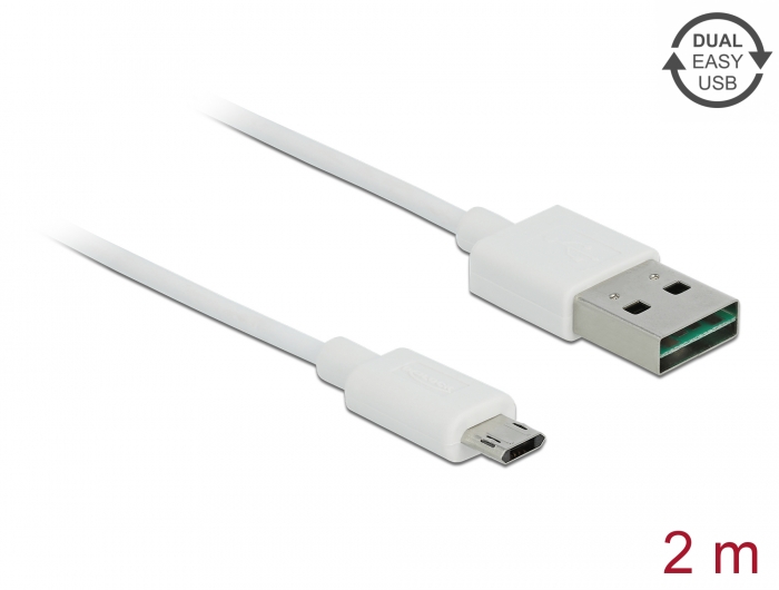 Delock Produkte 84808 Delock Kabel EASY-USB 2.0 Typ-A Stecker > EASY-USB 2.0  Typ Micro-B Stecker 2 m weiß