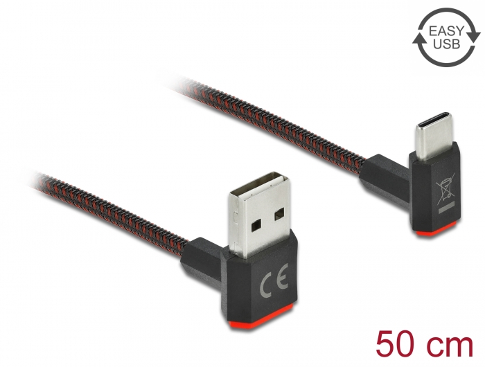 DELOCK 85279: Câble USB 2.0 Easy fiche A vers fiche C, coudé, 0,2