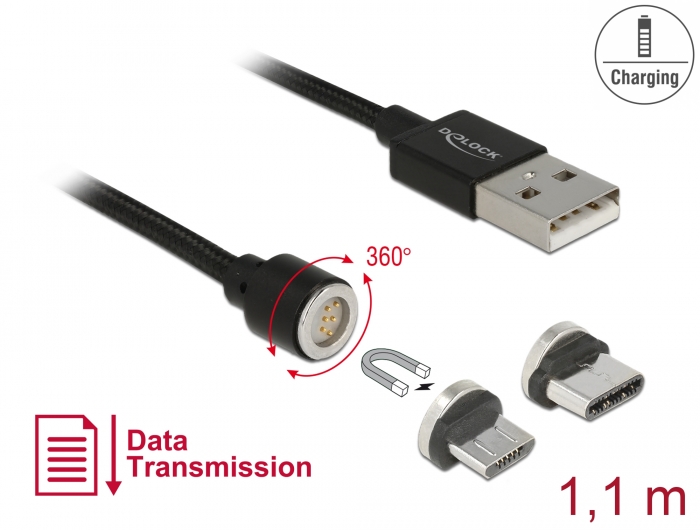 Delock USB-Ladekabel USB C - Lightning/Micro-USB B/USB C 0.3 m, Kabeltyp:  Ladekabel, Detailfarbe: Schwarz, Rot, Grün, Blau, USB Standard: 2.0 (480  Mbps), Länge: 0.3 m, USB Anschluss 2 (Endgerät): Lightning, Micro-USB B