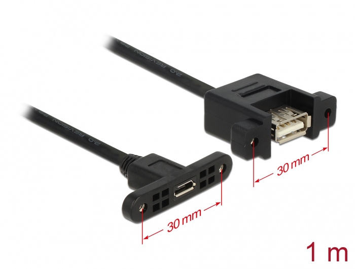 Delock Produkte 85110 Delock Kabel USB 2.0 Micro-B Buchse zum Einbau > USB  2.0 Typ-A Buchse zum Einbau 1 m