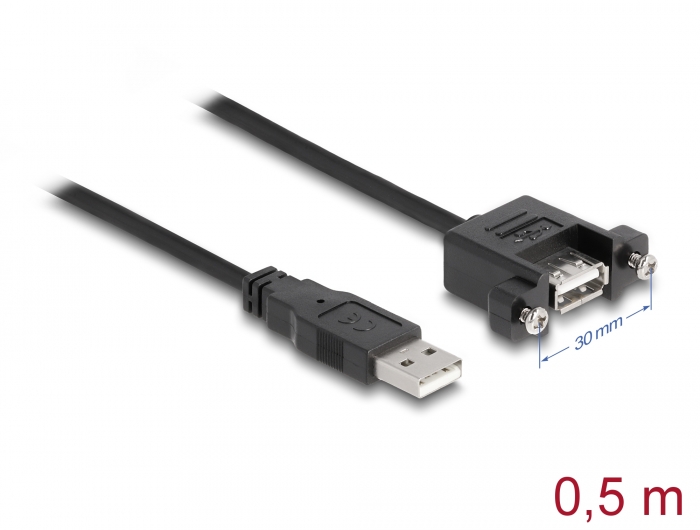 Delock Produkte 85461 Delock Kabel USB 2.0 Typ-A Stecker > USB 2.0 Typ-A  Buchse zum Einbau 0,5 m
