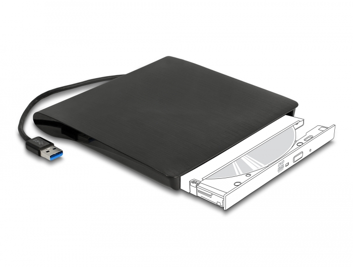 menos Increíble Último Delock Productos 42603 Delock Carcasa externa para unidad Ultra Slim SATA  de 5.25″, 9,5 mm a USB Tipo-A macho
