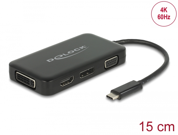 Anklage Mål pust Delock Products 63929 Delock Adapter USB Type-C™ male > VGA / HDMI / DVI /  DisplayPort female black