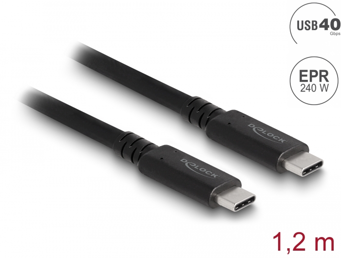 Delock Products 80009 Delock USB4™ 40 Gbps Coaxial Cable 1.2 m USB PD 3.1  Extended Power Range 240 W