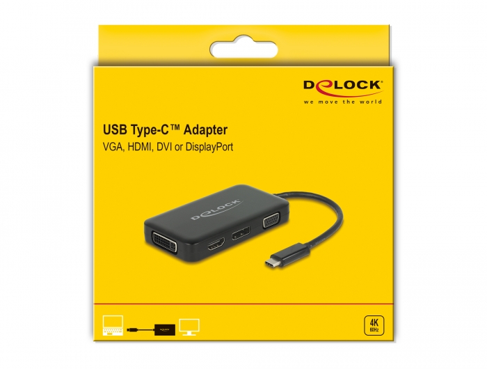 Delock Products 63929 Delock Adapter USB Type-C™ male > VGA / HDMI / DVI /  DisplayPort female black