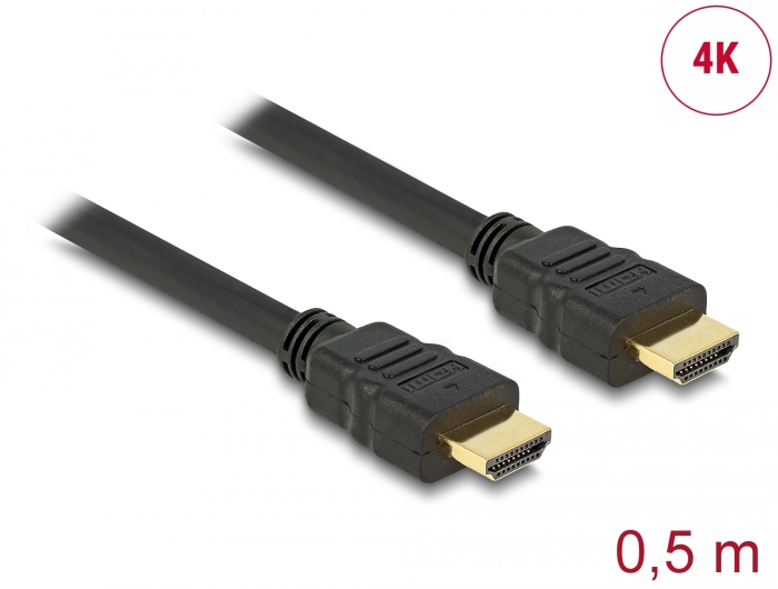 Kenya Layouten lade Delock Products 84751 Delock Cable High Speed HDMI with Ethernet – HDMI A  male > HDMI A male 4K 0.5 m