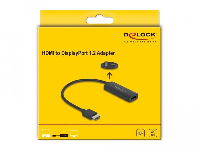 DeLOCK HDMI till Displayport adapter, 4K, HDMI ha, DP hona