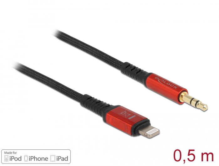 deleyCON Câble audio Apple Lightning - jack 3.5 mm 0.5 m