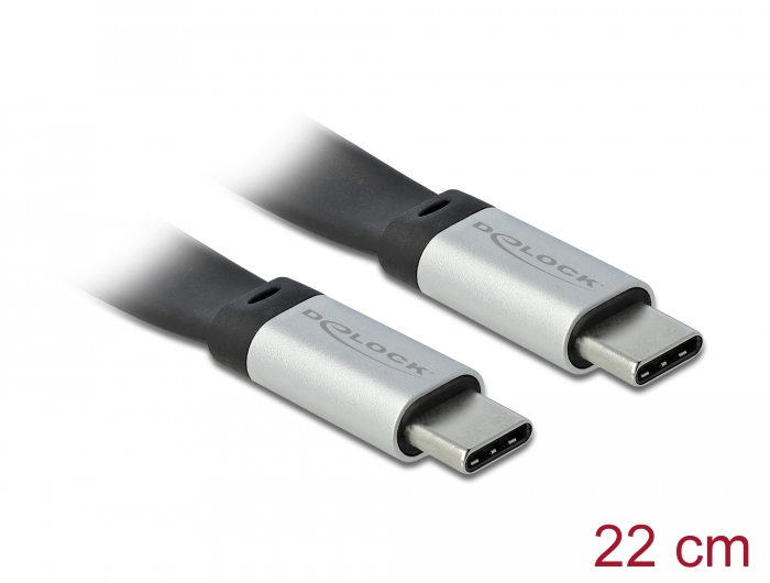 dette modul Ordsprog Delock Products 85926 Delock USB 3.2 Gen 2 FPC Flat Ribbon Cable USB  Type-C™ to USB Type-C™ 22 cm PD 3 A E-Marker