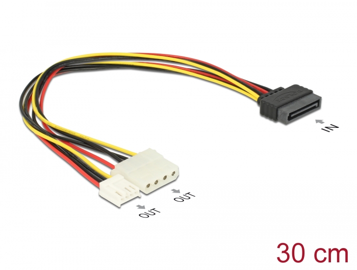 Monoprice 108793 12-Inch 4-Pin Molex Male to 2 15-Pin SATA II Female Power Cable Net Jacket 