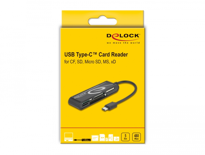Delock Products 91739 Delock USB 2.0 Card Reader USB Type-C™ male 5 Slots