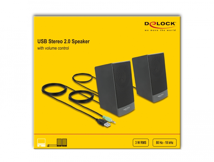 Products 27001 Delock Stereo PC Speaker with 3.5 mm stereo jack male and USB
