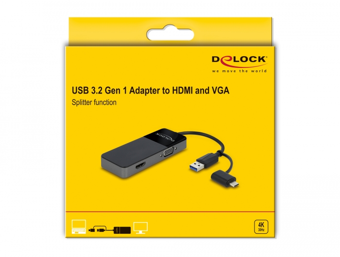 Adaptateur USB A 3.2 Gen1 mâle vers USB-C femelle, noir