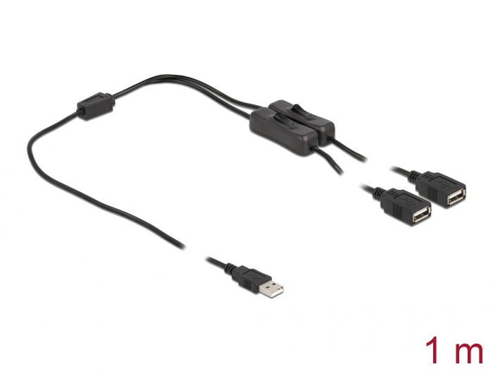 Delock Produkte 86803 Delock Kabel USB Typ-A Stecker zu 2 x USB Typ-A Buchse  mit Schalter 1 m