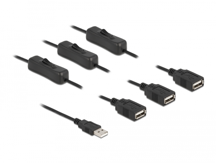 Delock Produkte 86804 Delock Kabel USB Typ-A Stecker zu 3 x USB Typ-A Buchse  mit Schalter 1 m