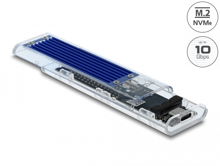 Delock Produits 42620 Delock Boitier externe pour M.2 NVME PCIe SSD avec  USB Type-C™ femelle transparent