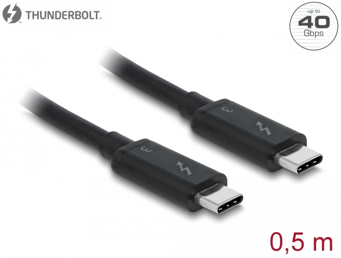 ubrugt fritaget romantisk Delock Products 84844 Delock Thunderbolt™ 3 (40 Gb/s) USB-C™ cable male >  male passive 0.5 m 5 A black