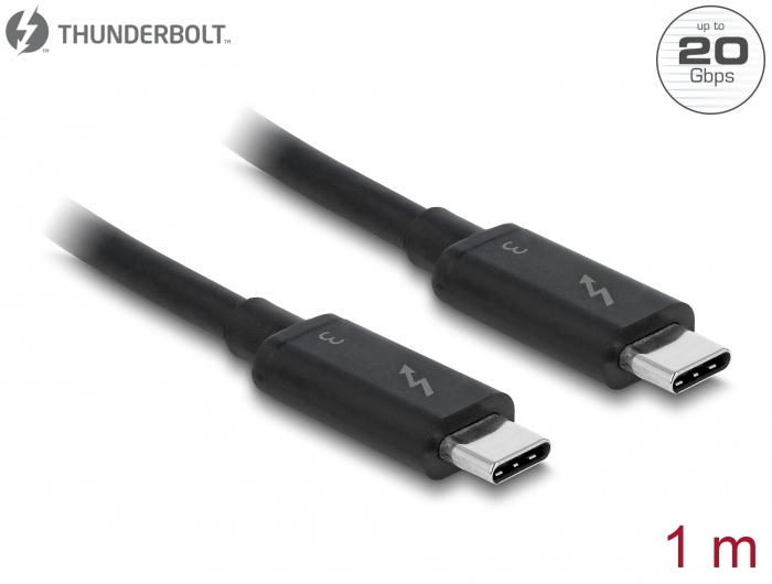 linje akademisk Lav en snemand Delock Products 84845 Delock Thunderbolt™ 3 (20 Gb/s) USB-C™ cable male >  male passive 1.0 m 5 A black