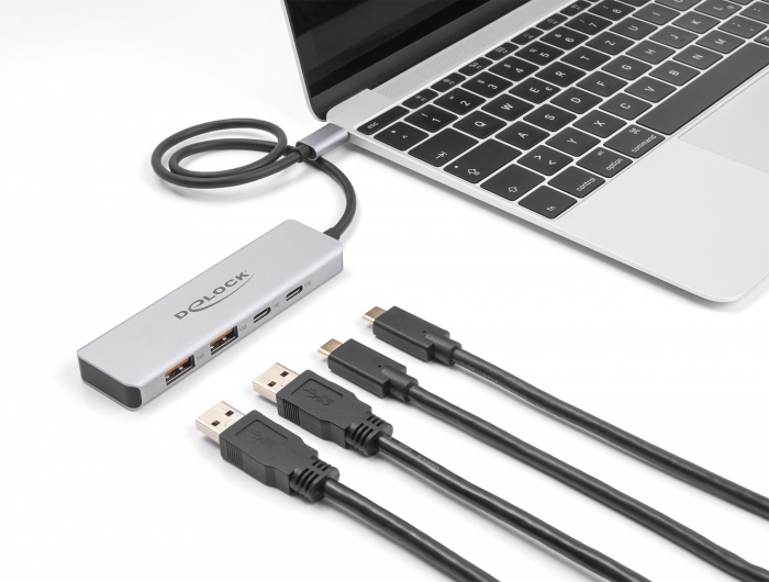 Delock Products 63859 Delock 3 Port USB 3.2 Gen 1 Hub + SD and Micro SD  Card Reader with USB Type-C™ or USB Type-A connector