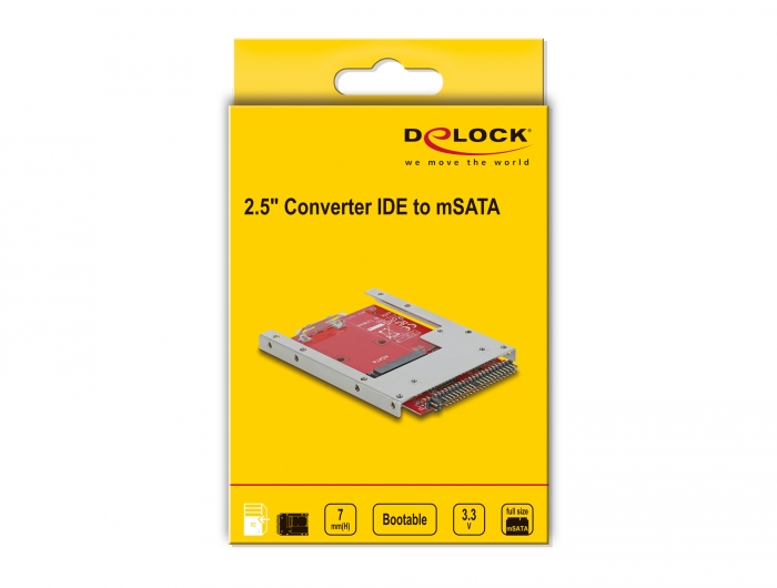 Delock Products 62495 Delock Konverter IDE 44 Pin > mSATA mit 2.5″ Rahmen -  7 mm