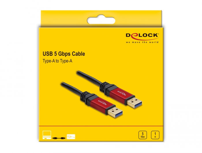 Delock Produkte 82744 Delock USB 3.2 Gen 1 Kabel Typ-A Stecker zu Typ-A  Stecker 1 m Metall