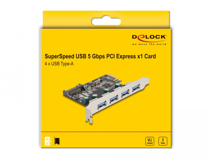 Delock Products 89297 Delock PCI Express x1 Card to 4 x external USB SuperSpeed 5 Gbps (USB 3.2 Gen 1)