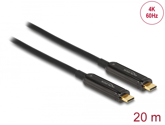 Balehval Høj eksponering erhvervsdrivende Delock Products 84122 Delock Active Optical USB-C™ Video Cable 4K 60 Hz 20 m