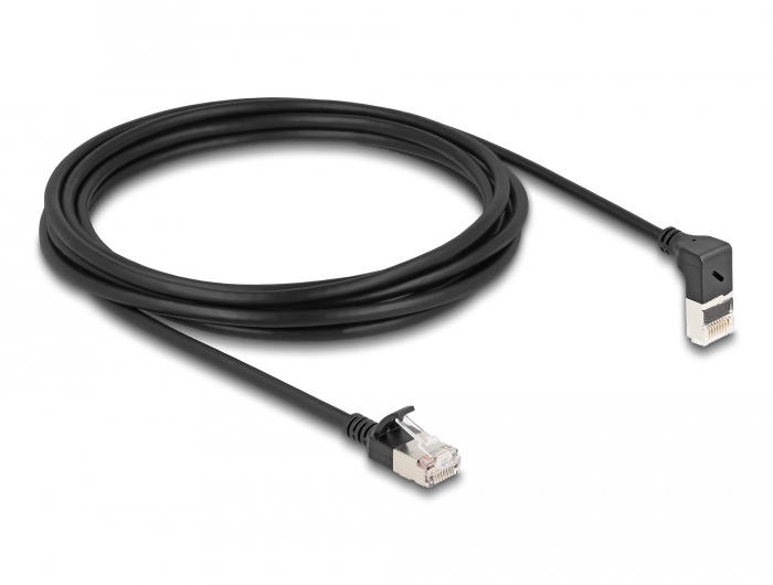 CAT6 S/FTP network cable, RJ45 angled-straight – Black