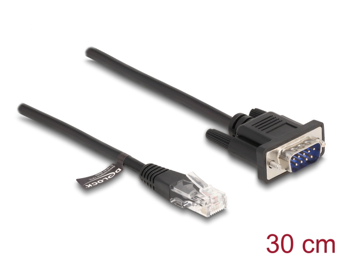 Delock Products 88008 Delock Cable RJ45 plug to Serial RS-232 D-Sub 9 male 30  cm black