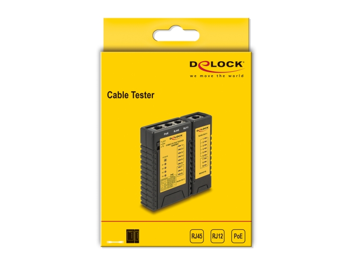 Delock 86107 comprobador de cables rj45 / rj12 / poe