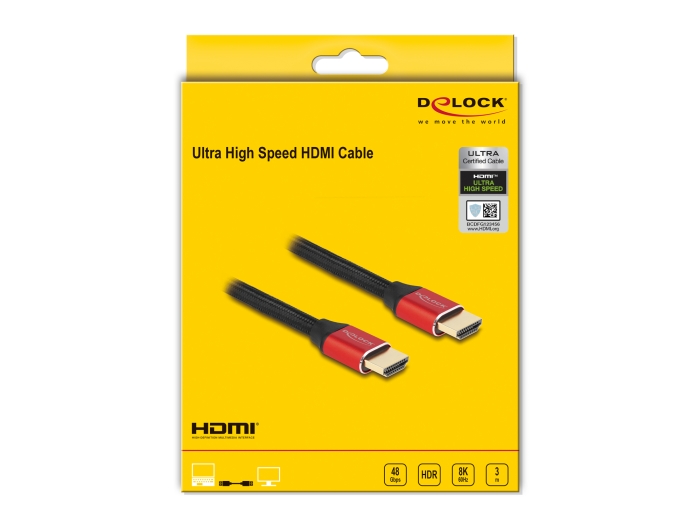 Black PVC Verilux 8K HDMI 2.1 Cable 2m 48Gbps Ultra HD Lead High