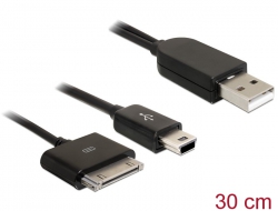 82707 Delock Kabel USB 2.0 Stecker > für IPhone + mini USB 5pin Stecker