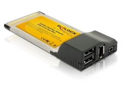 61258 Delock Adaptador PCMCIA, CardBus a USB 2.0 y FireWire