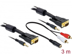 84453 Delock Cable VGA + Sound  3m male-male