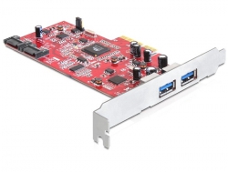 89299 Delock PCI Express karta > 2 x externí USB 3.0, 2 x interní SATA 6 Gb/s