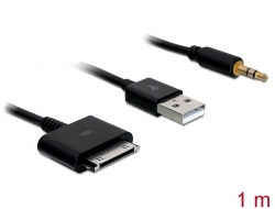 82703 Delock Kabel für IPhone / IPod > USB 2.0 + Audio 3.5mm Klinke  1 m
