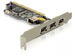 89165 Delock Karta PCI > 3 x zewnętrzne + 1 x zewnętrzny FireWire A