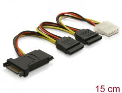 60106 Delock Cable Power SATA 15pin > 3x SATA HDD + 1x 4pin Molex