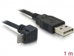 82387 Delock Kabel USB 2.0-A zu USB micro-A gewinkelt, 1m Stecker/Stecker