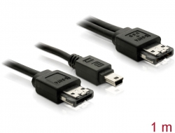 84388 Delock Power Over eSATA Y- Kabel > USB mini und eSATA Stecker 1m
