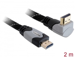 82994 Delock Kabel High Speed HDMI mit Ethernet – HDMI A Stecker > HDMI A Stecker gewinkelt 4K 2 m